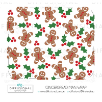 Gingerbread Man - Christmas 10ml Roller Bottle Wrap, Clear Vinyl Label, 50x60mm