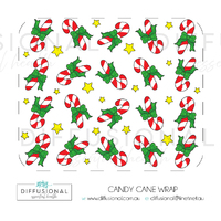 Candy Cane - Christmas 10ml Roller Bottle Wrap, Clear Vinyl Label, 50x60mm