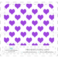 Purple Mini Hearts 10ml Roller Bottle Wrap, Clear Vinyl Label, 50x60mm