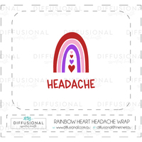 HEADACHE - Rainbow Hearts 10ml Roller Bottle Wrap, Clear Vinyl Label, 50x60mm