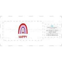 HAPPY - Rainbow Hearts 5ml Roller Bottle Wrap, Clear Vinyl Label, 59x28mm