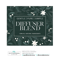 1 x Mistletoe, Diffuser Blend Label, 35x35mm, Premium Quality Oil Resistant Vinyl