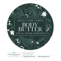 1 x Mistletoe, Body Butter Label, 50mm Round, Premium Quality Oil Resistant Vinyl