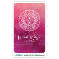 1 x Mandala Hand Wash Large Pink Label, 80x50mm, Premium Quality Vinyl