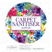 1 x Summer Bright Carpet Sanitiser Label, 78x78mm, Essential Oil Resistant Laminated Vinyl