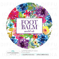 1 x Summer Bright Foot Balm sm Label, 50x50mm, Essential Oil Resistant Laminated Vinyl