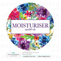 1 x Summer Bright Moisturiser sm Label, 50x50mm, Essential Oil Resistant Laminated Vinyl