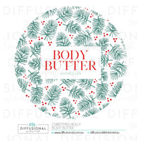 1 x Christmas Holly Body Butter Label, 78x78mm, Essential Oil Resistant Laminated Vinyl 