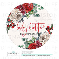 1 x Christmas Berry Body Butter Label,78x78mm, Essential Oil Resistant Laminated Vinyl