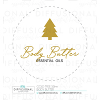 1 x Gold Tree, Body Butter Label, 50x50mm, Gold Foil 