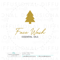 1 x Gold Tree, Face Wash Label, 78x78mm, Gold Foil 