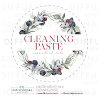 1 x Winter Wreath, Cleaning Paste Label, 50x50mm, Premium Quality Oil Resistant Vinyl