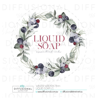 1 x Winter Wreath, Liquid Soap Label, 78x78mm, Premium Quality Oil Resistant Vinyl