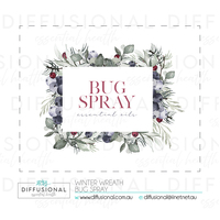 1 x Winter Wreath, Bug Spray Label, 50x60mm, Premium Quality Oil Resistant Vinyl