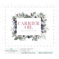 1 x Winter Wreath, Carrier Oil Label, 50x60mm, Premium Quality Oil Resistant Vinyl