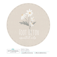 1 x Daisy, Foot Detox Label, 50x50mm, Premium Quality Oil Resistant Vinyl