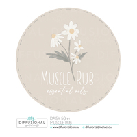 1 x Daisy, Muscle Rub Label, 50x50mm, Premium Quality Oil Resistant Vinyl