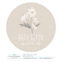 1 x Daisy, Bath Detox Label, 78mm Round, Premium Quality Oil Resistant Vinyl