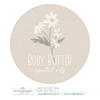 1 x Daisy, Body Butter Label, 78mm Round, Premium Quality Oil Resistant Vinyl