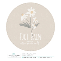 1 x Daisy, Foot Balm Label, 78mm Round, Premium Quality Oil Resistant Vinyl