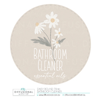 1 x Daisy, Bathroom Cleaner Label, 78mm Round, Premium Quality Oil Resistant Vinyl