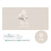 1 x Daisy, Woman 5ml Roller Label, 29x59mm, Premium Quality Oil Resistant Vinyl