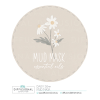 1 x Daisy, Mud Mask Label, 50mm Round, Premium Quality Oil Resistant Vinyl