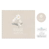 1 x Daisy, Headache Roller Label, 50x60mm, Premium Quality Oil Resistant Vinyl